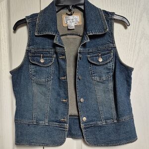 Live a Little Distressed Blue Denim Jean Vest